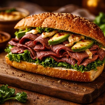 Image of Roast Beef Sandwich with Spicy Mayo and Avocado