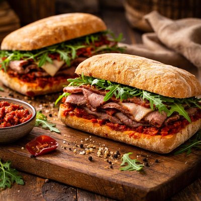 Image of Roast Beef Sandwiches with Sun Dried Tomato Spread
