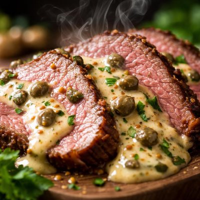 Image of Roast Beef with Dijon Caper Sauce