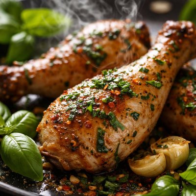 Image of Roast Chicken Legs with Basil and Garlic Core Ww Friendly