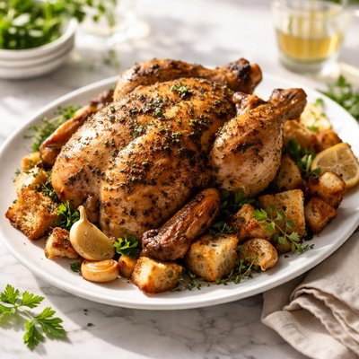 Image of Roast Chicken with Garlic Croutons