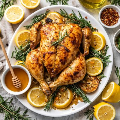 Image of Roast Chicken with Lemon Honey and Rosemary