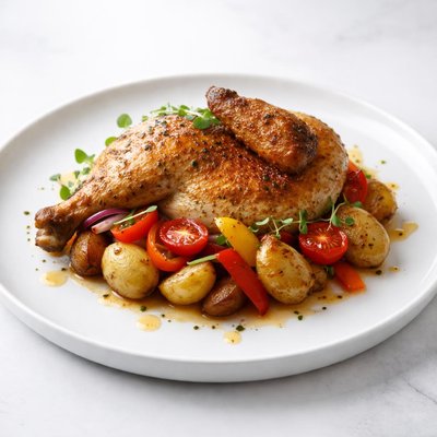 Image of Roast Chicken with Potato Capsicum and Tomato