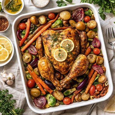 Image of Roast Herbed Chicken and Veggies