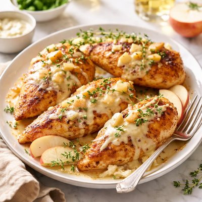 Image of Roast Honey Chicken with Apple Cream Sauce