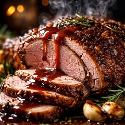 Image of Roast Leg of Lamb with Red Wine Gravy