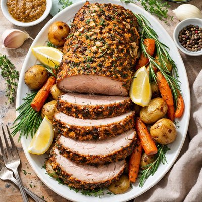 Image of Roast Pork Loin with Dijon Herb Crust