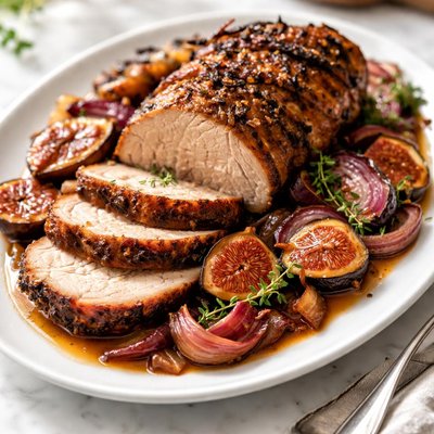 Image of Roast Pork with Figs Onions and Marsala
