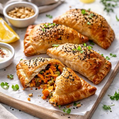Image of Roast Pumpkin Feta and Pine Nut Pasty