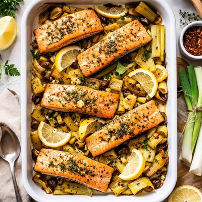 Image of Roast Salmon with Leeks