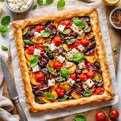 Image of Roast Vegetable and Feta Tart