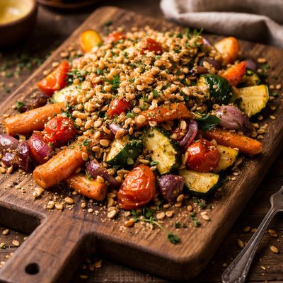 Image of Roast Vegetables with Pine Nut Crumble