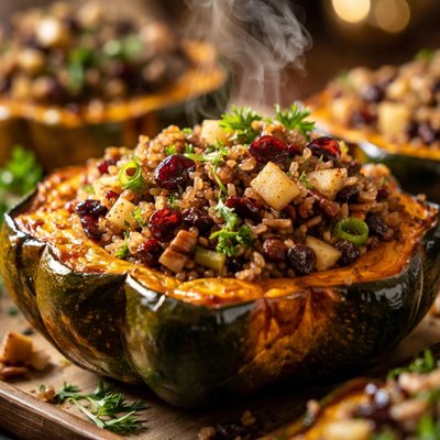 Image of Roasted Acorn Squash with Wild Rice Stuffing