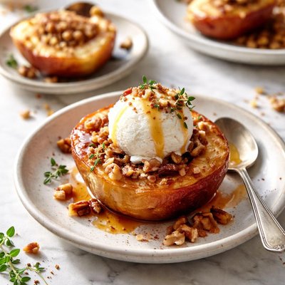 Image of Roasted Apples with Ice Cream