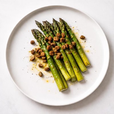 Image of Roasted Asparagus and Fried Capers