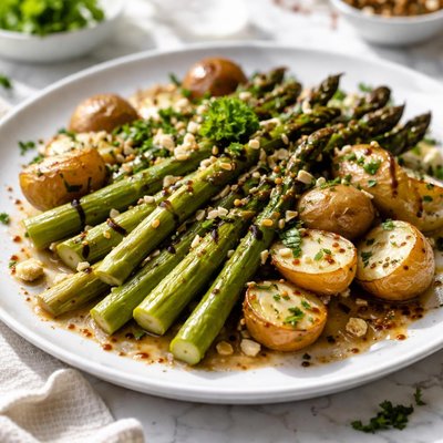 Image of Roasted Asparagus and Potatoes with Dijon Balsamic Vinaigrette