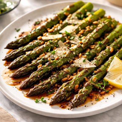 Image of Roasted Asparagus with Balsamic Brown Butter Sauce