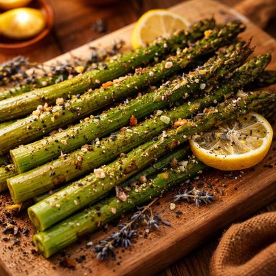 Image of Roasted Asparagus with Lavender Lemon and Garlic