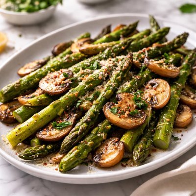Image of Roasted Asparagus with Mushrooms