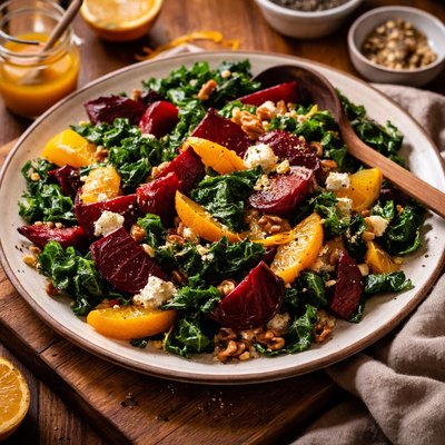 Image of Roasted Beet and Wilted Greens Salad W Orange Vinaigrette