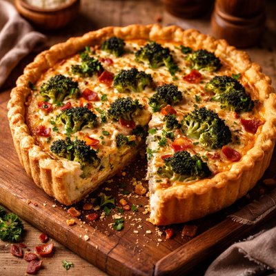 Image of Roasted Broccoli Bacon Quiche
