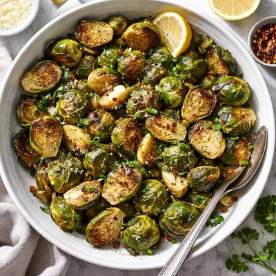 Image of Roasted Brussels Sprouts and Garlic