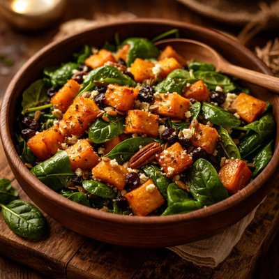 Image of Roasted Butternut Squash and Spinach Salad