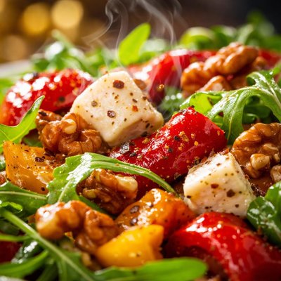 Image of Roasted Capsicum Goat Cheese and Walnut Salad
