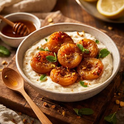 Image of Roasted Caramelized Apricots W Greek Yogurt Lemon