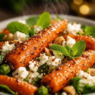Image of Roasted Carrot Feta and Mint Salad