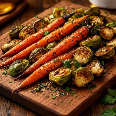 Image of Roasted Carrots and Brussels Sprouts