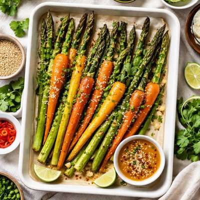Image of Roasted Carrots Asparagus with Sesame Ginger