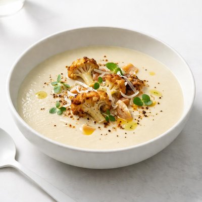 Image of Roasted Cauliflower Garlic and Coconut Soup