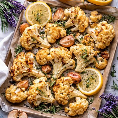 Image of Roasted Cauliflower Lavender Rosemary and Garlic