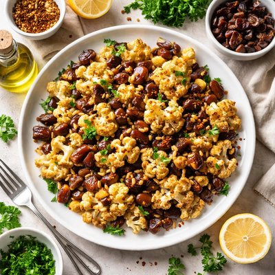 Image of Roasted Cauliflower with Dates and Pine Nuts Claire Robinson