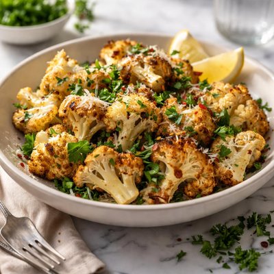 Image of Roasted Cauliflower with Fresh Herbs and Parmesan