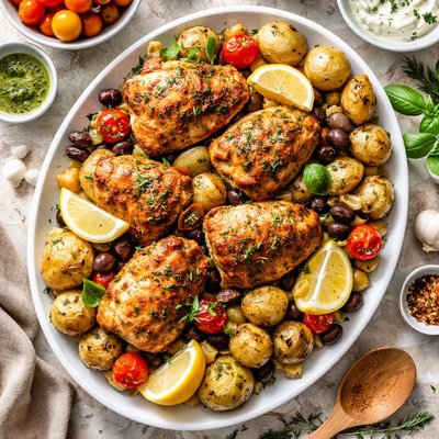 Image of Whole30 Roasted Chicken and Herbed Potatoes