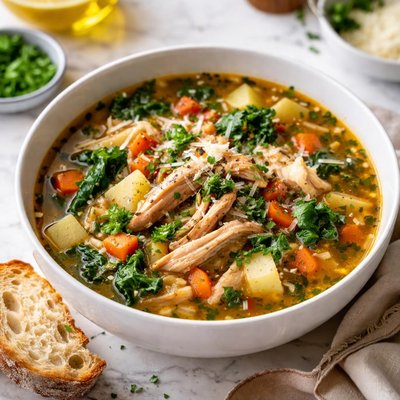 Image of Roasted Chicken and Vegetable Soup