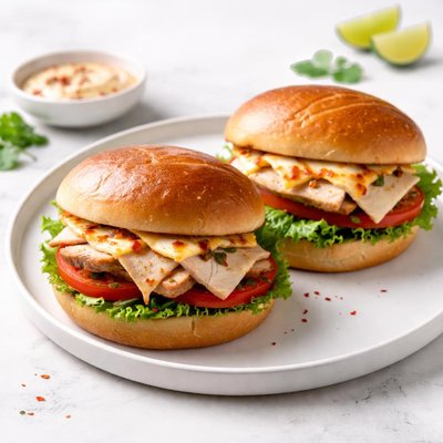 Image of Roasted Chicken Sandwiches with Jack Cheese and Chili Mayo