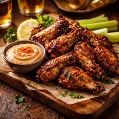 Image of Roasted Chicken Wings with Smoked Paprika Mayonnaise