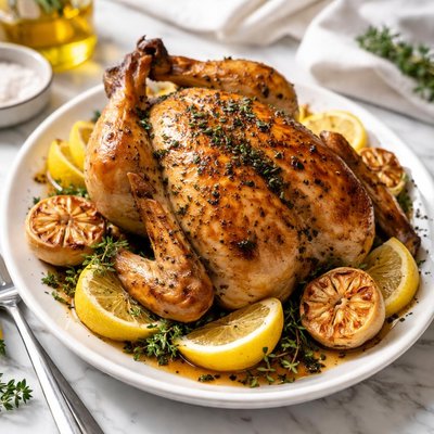 Image of Roasted Chicken with Lemon Garlic and Thyme
