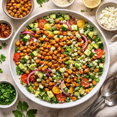 Image of Roasted Chickpeas and Cucumber Salad