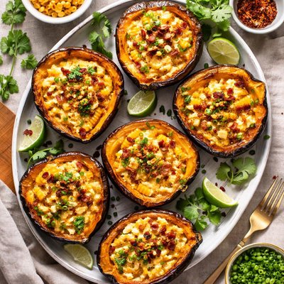 Image of Roasted Corn Pudding in Acorn Squash
