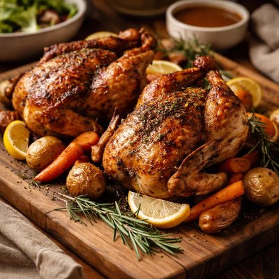 Image of Roasted Cornish Game Hens Recipe Courtesy the Neelys