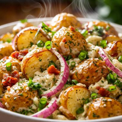 Image of Roasted Creamy Potato and Onion Salad