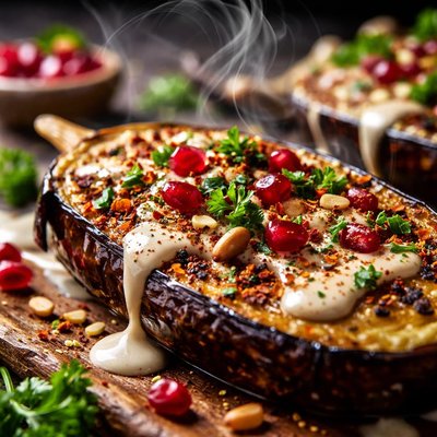 Image of Whole30 Roasted Eggplant with Tahini Sauce