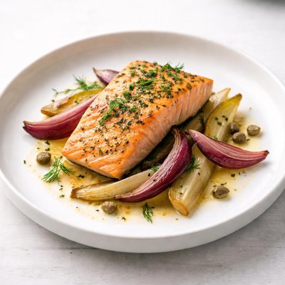Image of Roasted Fennel and Red Onion Salmon