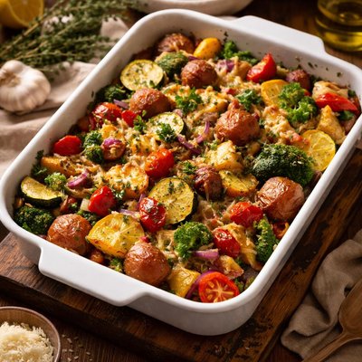 Image of Roasted Garden Harvest Casserole with Red Potatoes