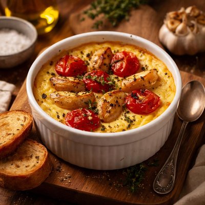 Image of Roasted Garlic and Tomato Savoury Custard