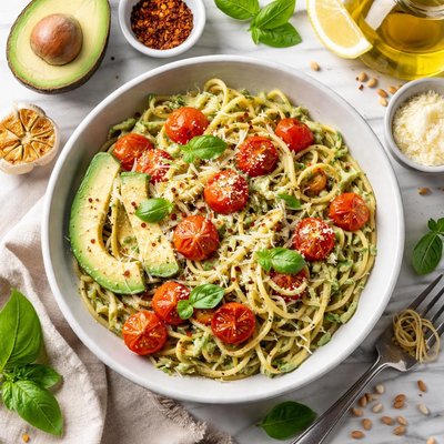 Image of Roasted Garlic Avocado Pasta